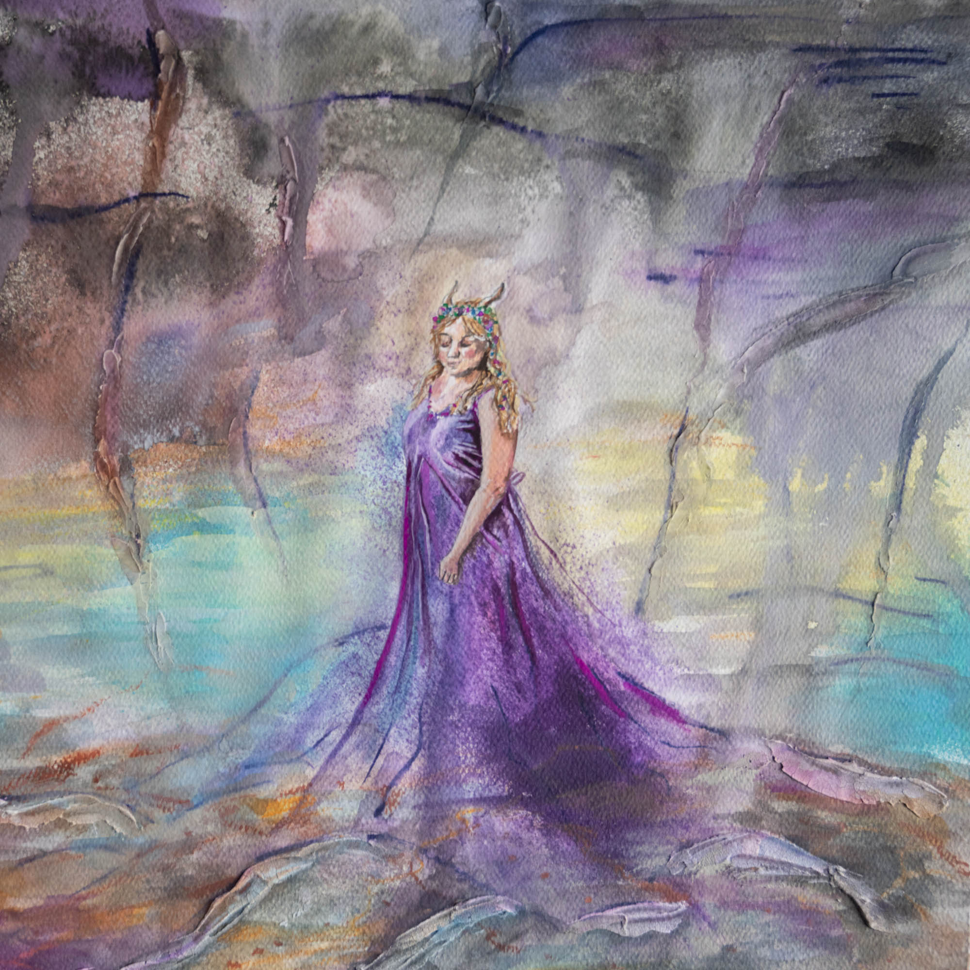 Goddess painting in purple dress