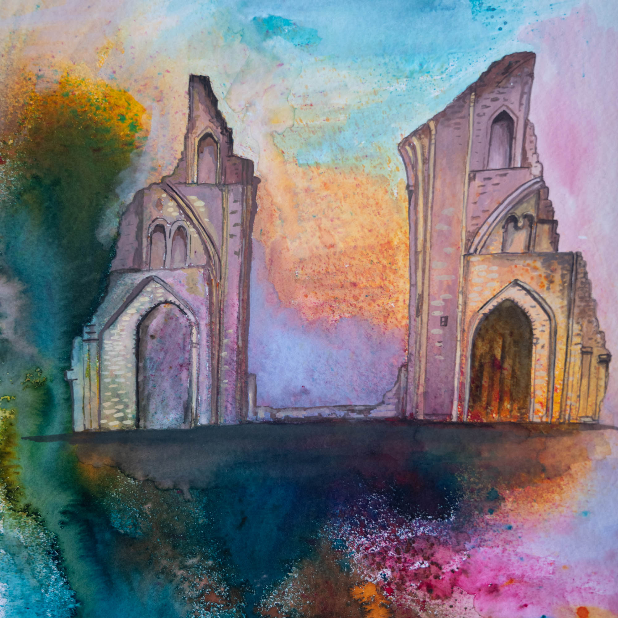 Magical Glastonbury Abbey painting