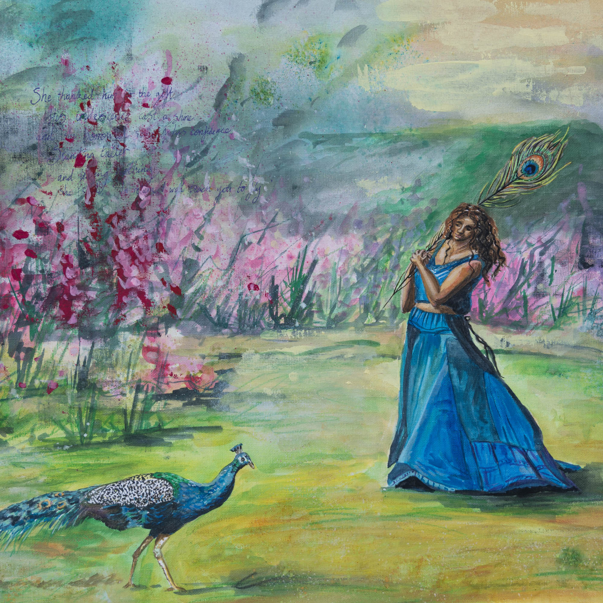 Fairytale painting with peacock