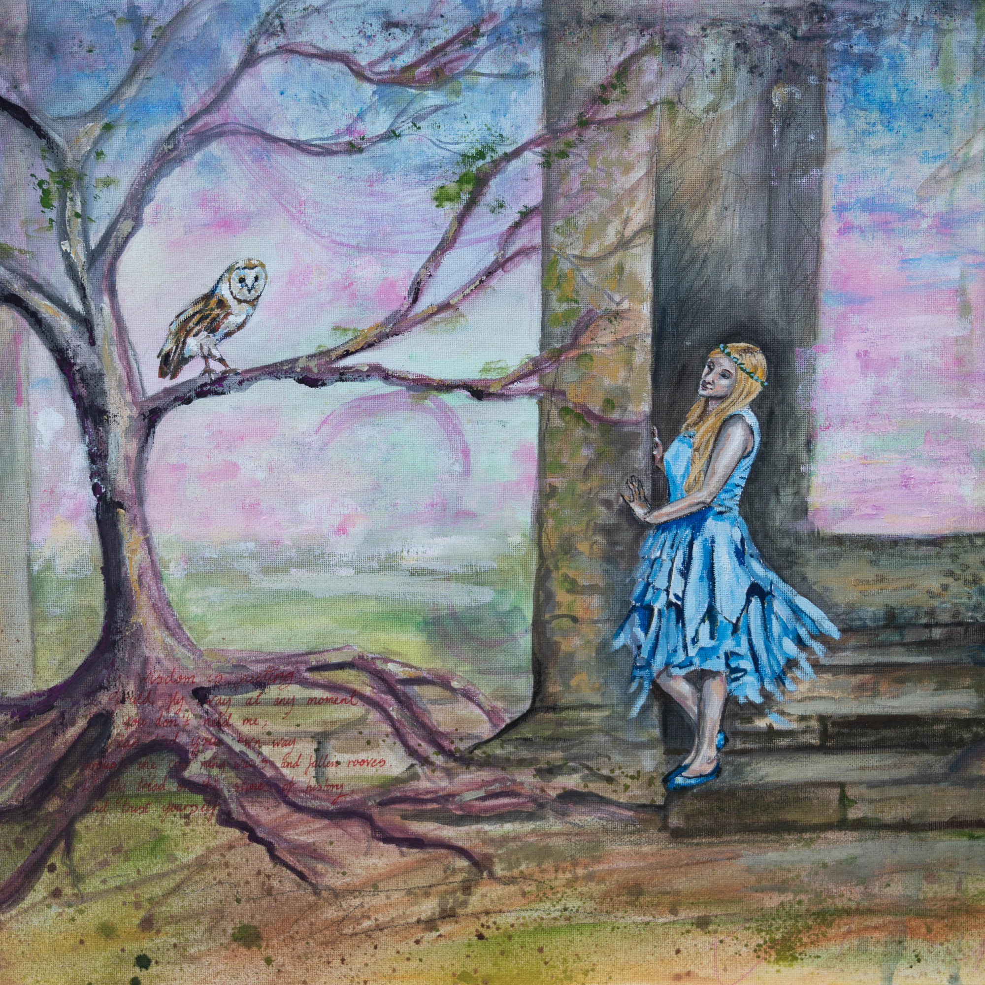 Fairytale painting with an owl