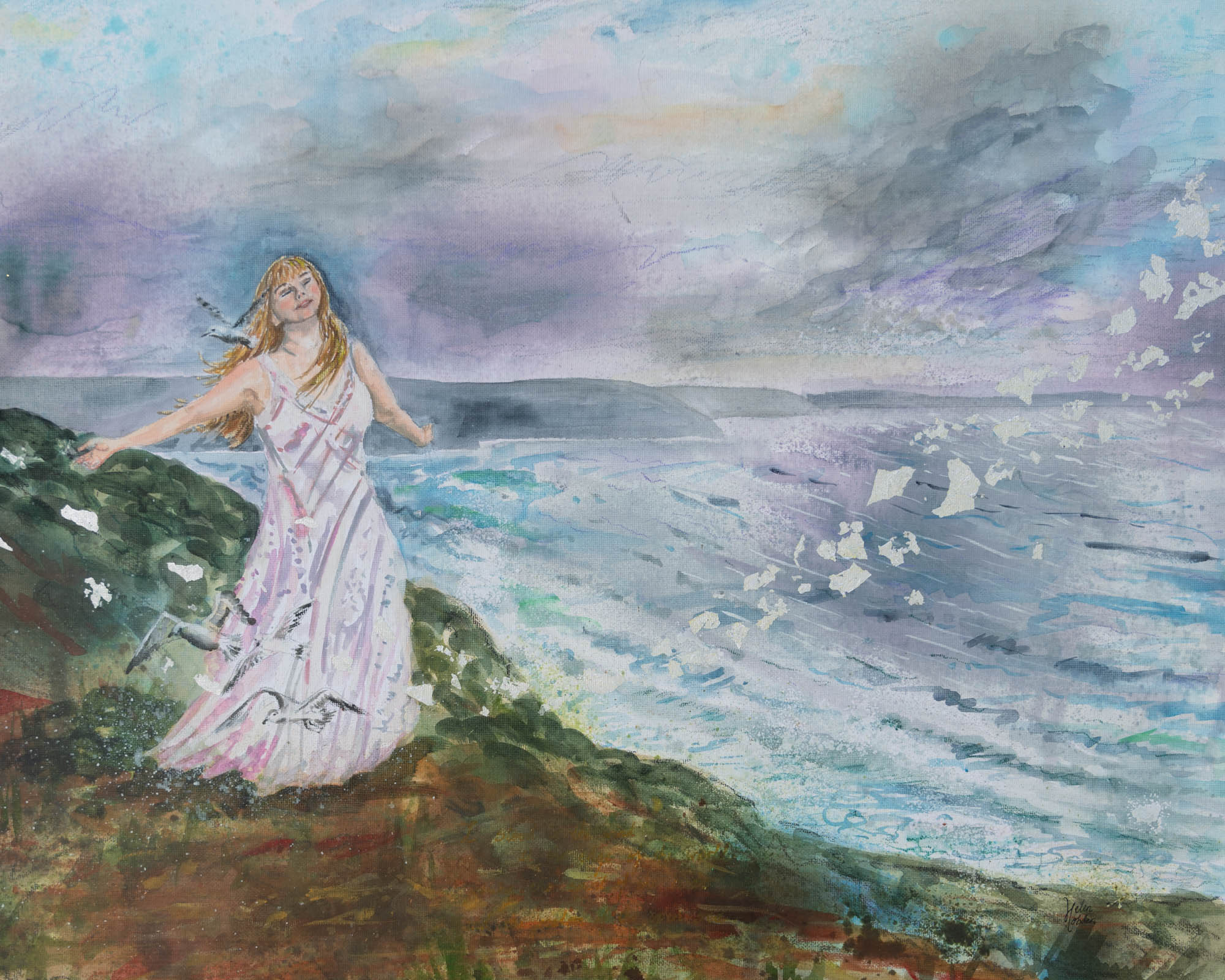 Fairytale painting with seascape