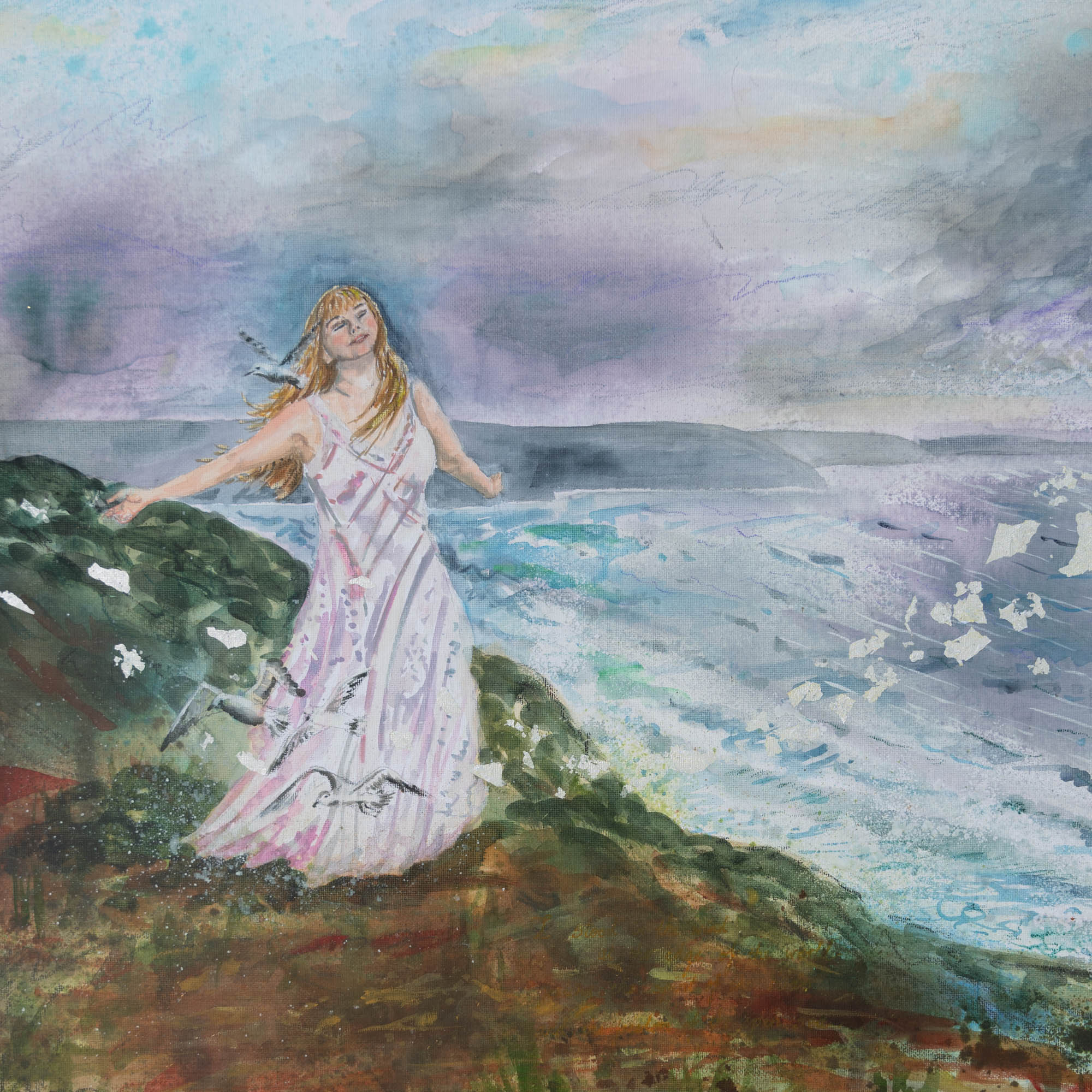 Goddess painting with seascape