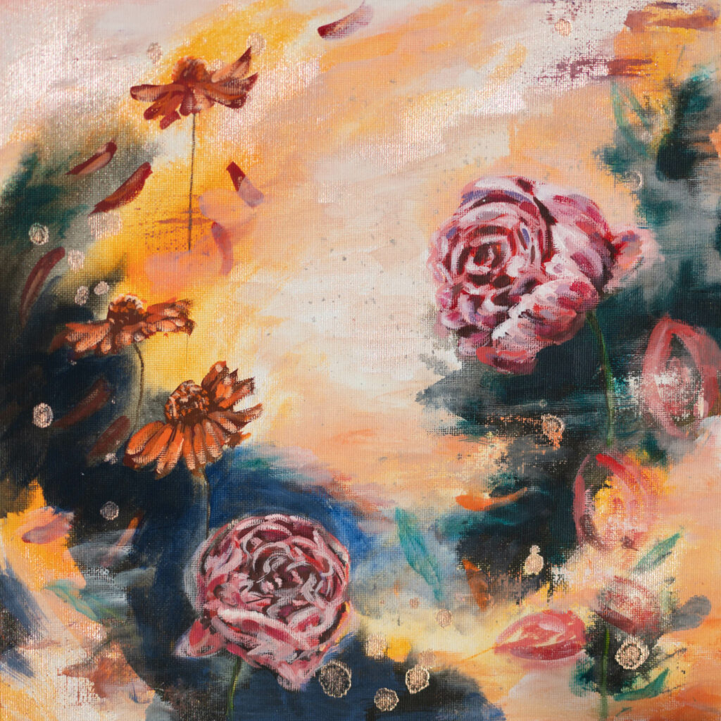 Abstract floral in warm colours